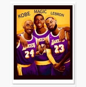 NEW!💯 KOBE BRYANT,LEBRON JAMES,& MAGIC JOHNSON LOS ANGELES LAKERS GLOSSY POSTER